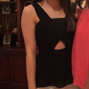 Black Cutout Tank Peplum Blouse
